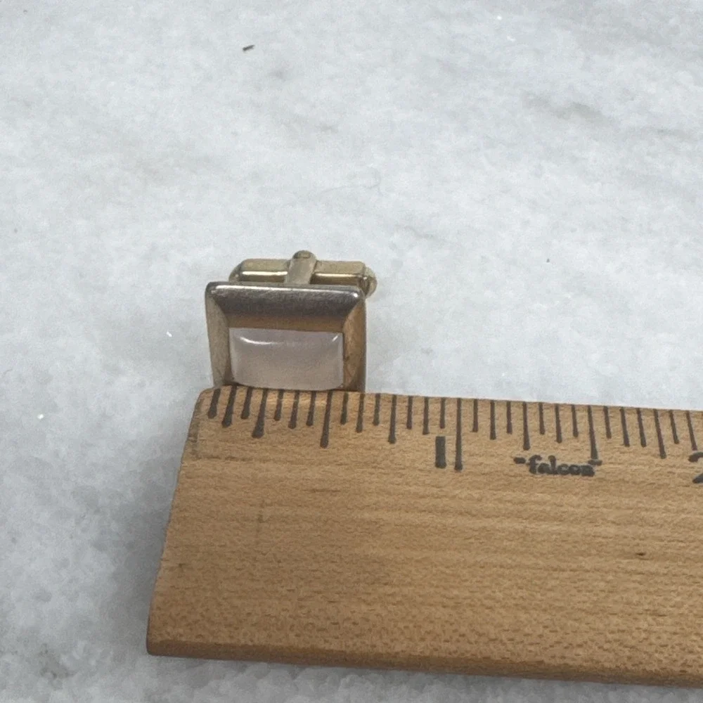 Anson Cuff Links Vintage Cufflinks Lucite Moonstone Square Goldtone Frame